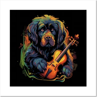 Tibetan Mastiff Playing Violin Posters and Art